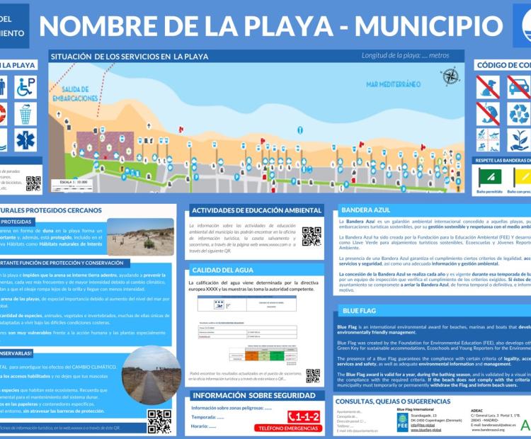 panel Bandera Azul playas con dunas